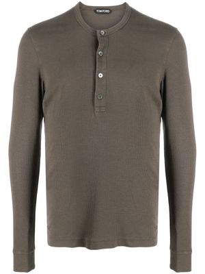 TOM FORD t-shirt nervuré à manches longues - Marron