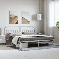 Bedframe met hoofdbord metaal wit 193x203 cm