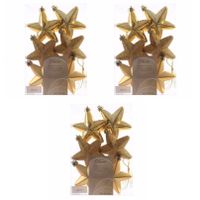 18x Gouden sterren kerstballen 7 cm kunststof glans/mat/glitter