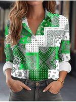 Women's Casual Retro Ethnic Print Long Sleeve Shirt - thumbnail