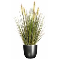 Kunstplant groen gras sprieten 45 cm in antraciet grijs glans bloempot