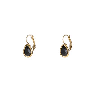 Day&Eve Oorbellen met Klaphaak French Hoop Drop Black | Goud