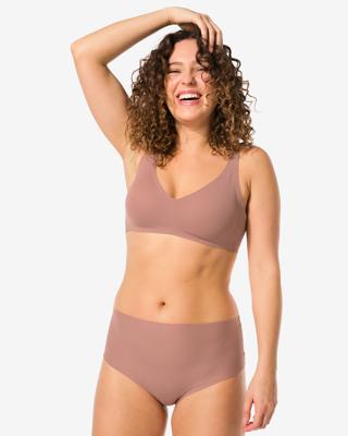 HEMA Damesstring Hoge Taille Micro Rib Lichtbruin (lichtbruin)