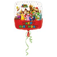Folieballon Super Mario Happy Birthday Vierkant (43cm)