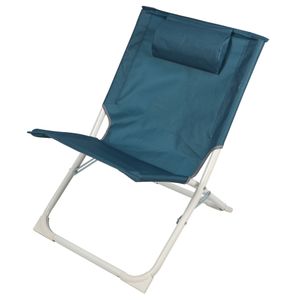 Sunnydays Havana camping/strand stoel - aluminium - inklapbaar - blauw - L49 x B62 x H61 cm   -