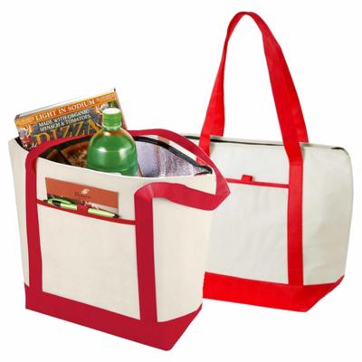 Lighthouse koeltas/draagtas - 2x stuks - rood met creme - 22.5 liter - Formaat 44.5 x 34 x 15 cm