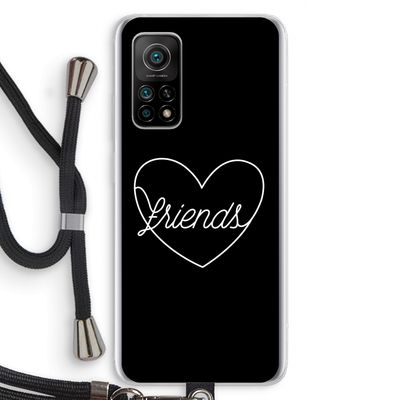 Friends heart black: Xiaomi Mi 10T 5G Transparant Hoesje met koord