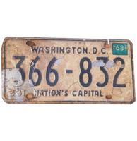 Kentekenplaat - Washington D.C. 1968 - Origineel
