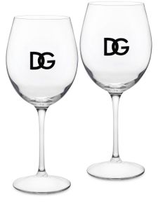 Dolce & Gabbana lot de deux verres à vin à logo imprimé - Tons neutres