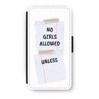 No Girls Allowed Unless: iPhone XS Flip Hoesje