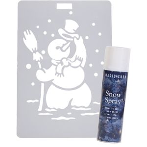 Kerst raamsjabloon sneeuwpop - vel 21 x 30 cm - incl. sneeuwspray 150 ml