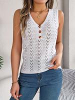 Buckle V Neck Casual Regular Fit Tank Top - thumbnail