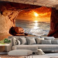 Zelfklevend fotobehang -  Uitzicht op zee uit een grot , Premium Print - thumbnail