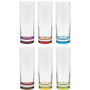 Set van 6x stuks longdrink glazen Colori 310 ml van glas - Longdrinkglazen