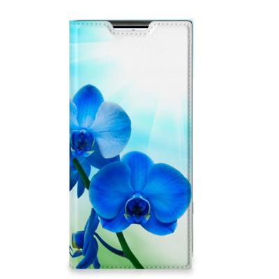Samsung Galaxy S22 Ultra Smart Cover Orchidee Blauw - Cadeau voor je Moeder Samsung Galaxy S22 Ultra Smart Cover Orchidee Blauw - Cadeau voor je Moeder