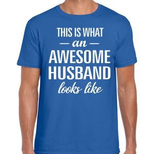 Awesome Husband / echtgenoot cadeau t-shirt blauw heren