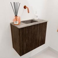 Toiletmeubel Mondiaz Joya Dlux | 50 cm | Meubelkleur Walnut | Faye wastafel Oza Wasbak Midden | Zonder kraangat(en)