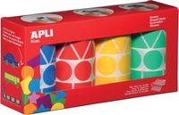 Apli Kids stickers XL, doos met 4 rollen in 4 kleuren en 4 vormen (blauw, rood, geel en groen) - thumbnail
