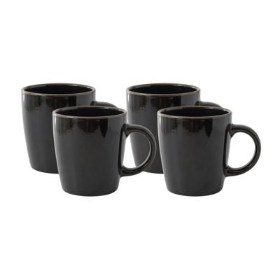 Home Deco Factory Mok - 4x - zwart - 40 cl - keramiek - vaatwasserbestendig Home Deco Factory Mok - 4x - zwart - 40 cl - keramiek - vaatwasserbestendig