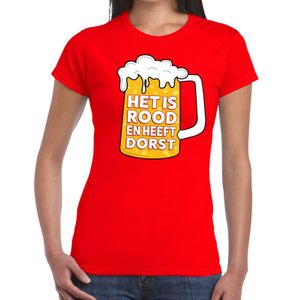 Rood Het is rood en heeft dorst t-shirt dames