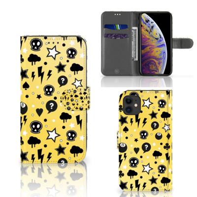 Telefoonhoesje met Naam Apple iPhone 11 Punk Geel | Portemonnee hoesje