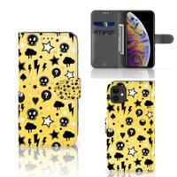 Telefoonhoesje met Naam Apple iPhone 11 Punk Geel | Portemonnee hoesje