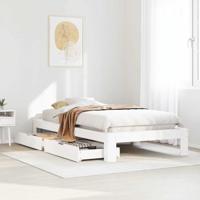 Bedframe zonder matras massief grenenhout wit 90x190 cm