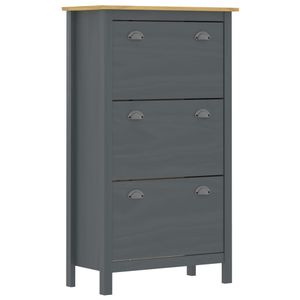 VidaXL Schoenenkast hill 72x35x124 cm massief grenenhout grijs
