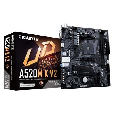 Gigabyte A520M K V2, mATX, AMD AM4, A520, DDR4, 5100 Mhz, USB 3.2 Gen 1, M.2, GbE LAN
