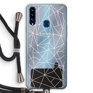 Geometrische lijnen wit: Samsung Galaxy A20s Transparant Hoesje met koord