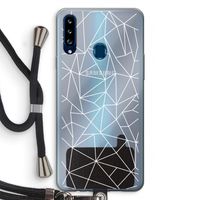 Geometrische lijnen wit: Samsung Galaxy A20s Transparant Hoesje met koord