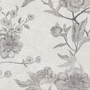 Wandtegel Cifre Ceramica Borneo 30x75 cm Betonlook Mat Wit Met Bloemen Cifre Ceramica