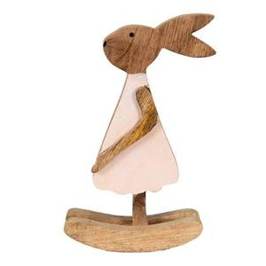 Clayre & Eef Beeld Konijn 17x7x30 cm Bruin Hout Woonaccessoires