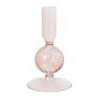 Kandelaar glas bol - roze - ø8x13.5 cm