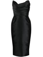 Marchesa robe bustier en satin à coupe mi-longue - Noir