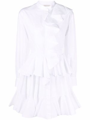 Alexander McQueen robe-chemise à volants - Blanc