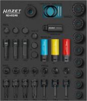 HAZET Krachtdopsleutelset 163-612/40 | 3/4 inch (20 mm) vierkant hol, 1/2 inch (12,5 mm) vierkant hol, 24 mm buitenzeskant | Binnenveeltandprofiel