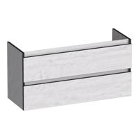 Brauer Joy Edge - Onderkast Ondiep - 100 cm - met 2 Softclose Lades Greeploos en 1 Sifon Uitsparing - Forest Seashell