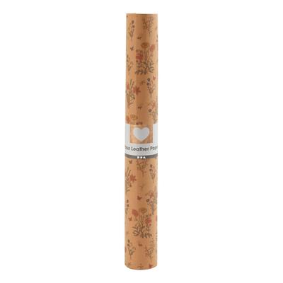 Creativ Company Faux leather papier bruin met bloemenprint, 1m