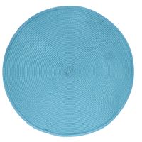 1x Ronde placemats turquoise geweven 38 cm