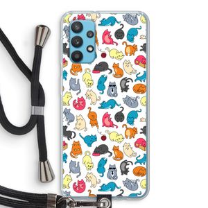 Kleurrijke katten: Samsung Galaxy A32 4G Transparant Hoesje met koord