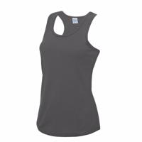 AWDis sport singlet voor dames - donkergrijs - mouwloos shirtje - polyester - lucht doorlatend