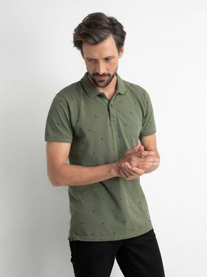 Petrol Industries Heren Polo met print Dusty army - M