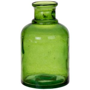 Bloemenvaas - groen - transparant gerecycled glas - D12 x H20 cm