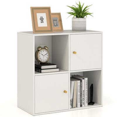 Opbergkast Staande Kast met 2 Gesloten Vakken en 2 Open Planken