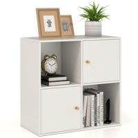 Opbergkast Staande Kast met 2 Gesloten Vakken en 2 Open Planken