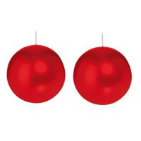 Trend Candles Bolkaars glad - 2x - rood - 8 cm - 25 branduren - ronde kaarsen