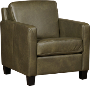 Olijfgroene leren landelijke fauteuil Smart - poot hout zwart - Granada leer Moss (olijfgroen leer)