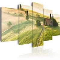 Schilderij - Toscane, Groen, 5luik , wanddecoratie , premium print op canvas