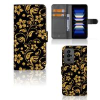 Xiaomi Poco F5 Pro Hoesje Gouden Bloemen | Portemonnee hoesje